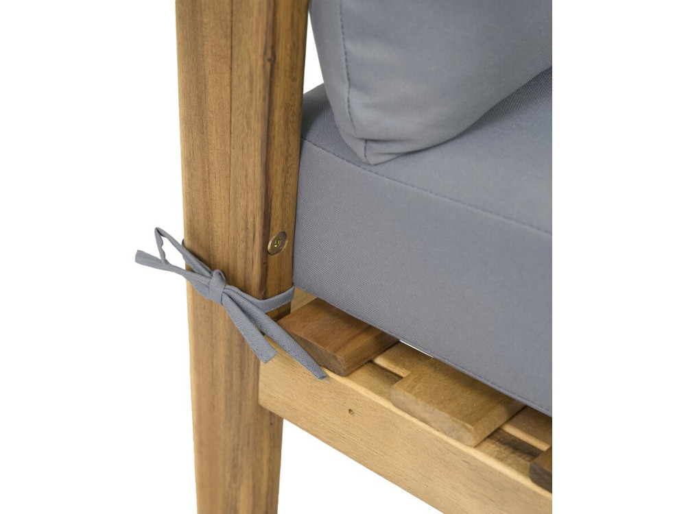Salon de jardin en bois avec coussins "Presley" - 4 places - Gris