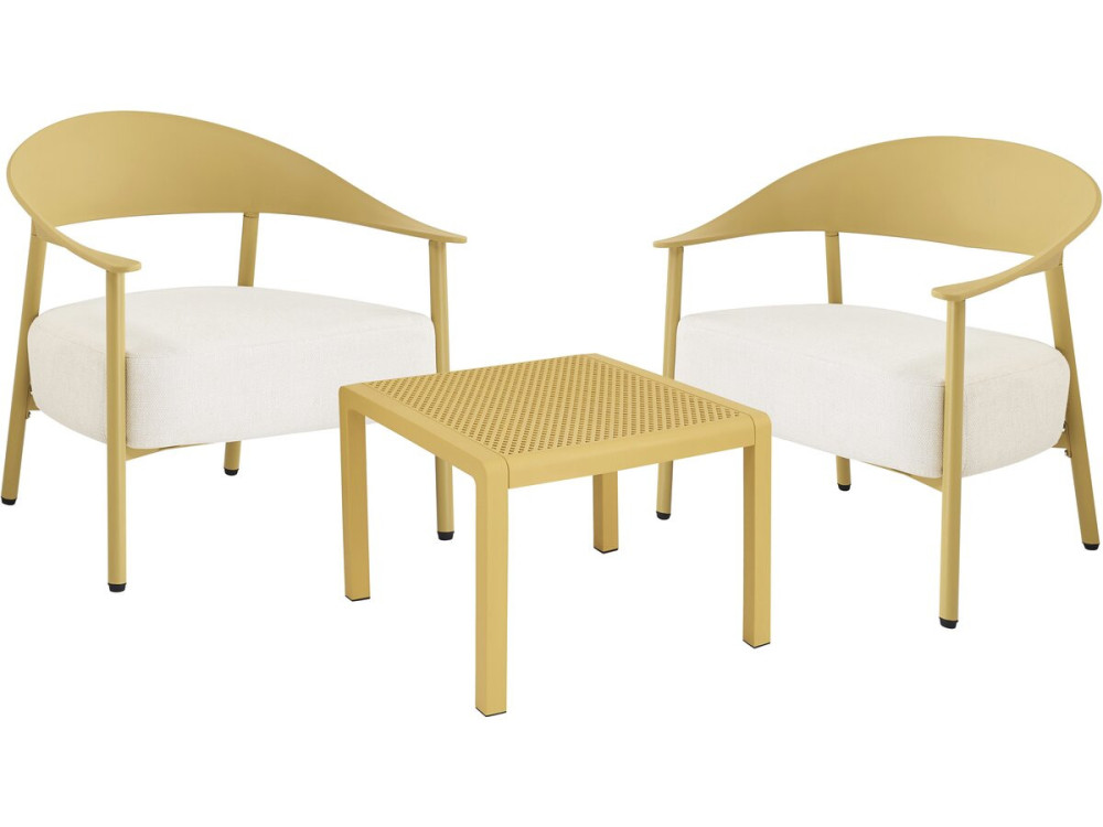Salon de jardin en métal et plastique "Céora" - 2 places - Jaune