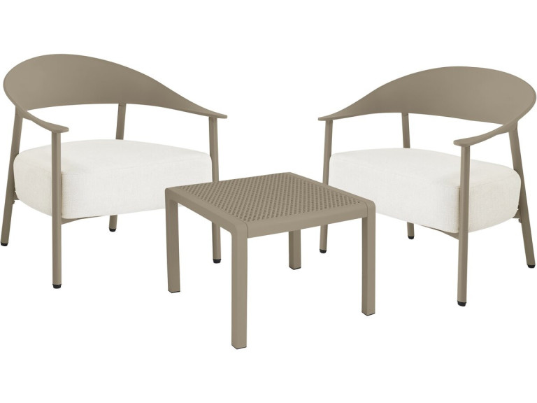 Salon de jardin en métal et plastique "Céora" - 2 places - Taupe