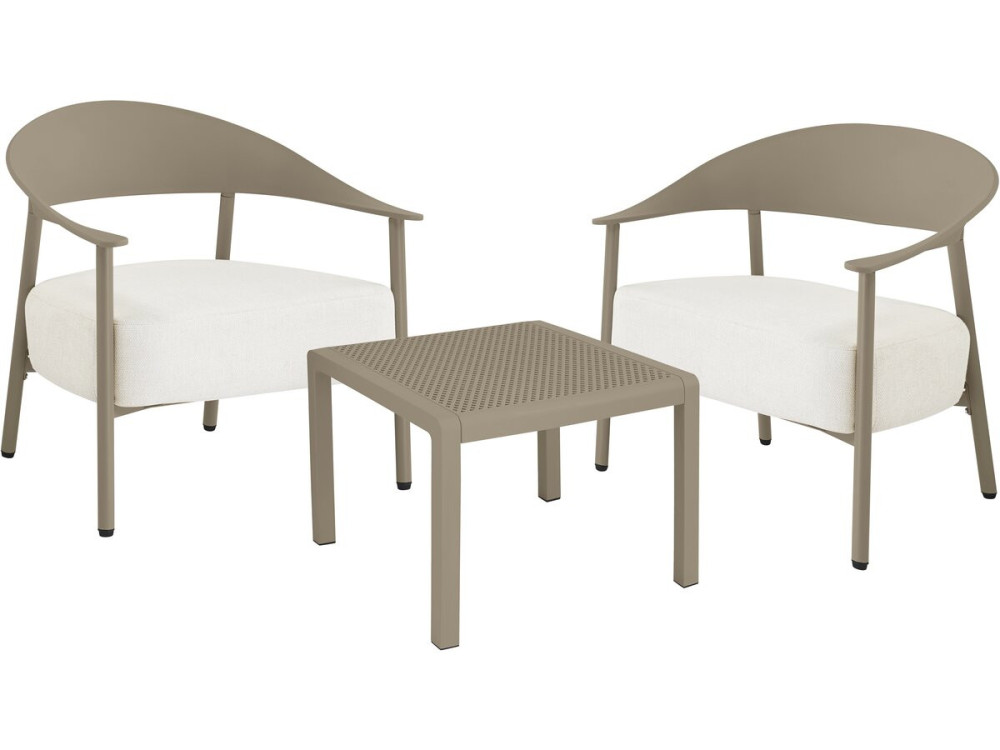 Salon de jardin en métal et plastique "Céora" - 2 places - Taupe
