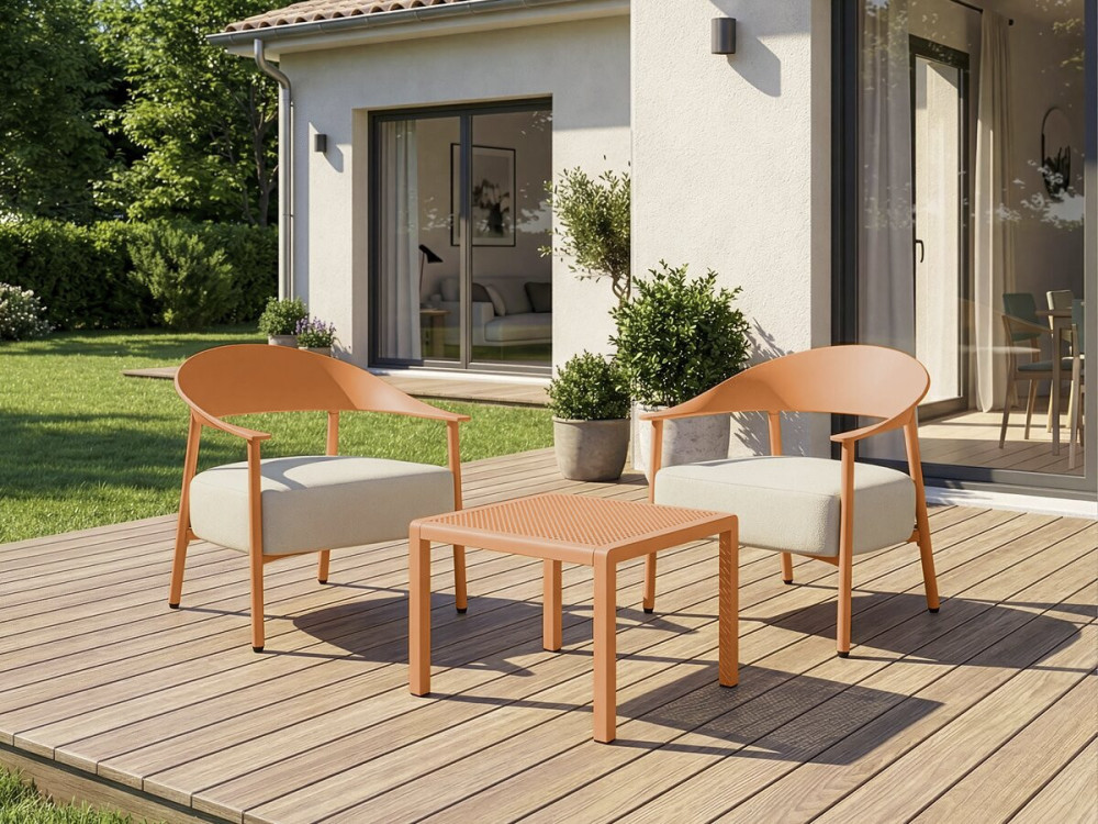 Salon de jardin en métal et plastique "Céora" - 2 places - Orange