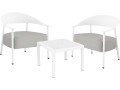 Salon de jardin en métal et plastique "Céora" - 2 places - Taupe - Blanc