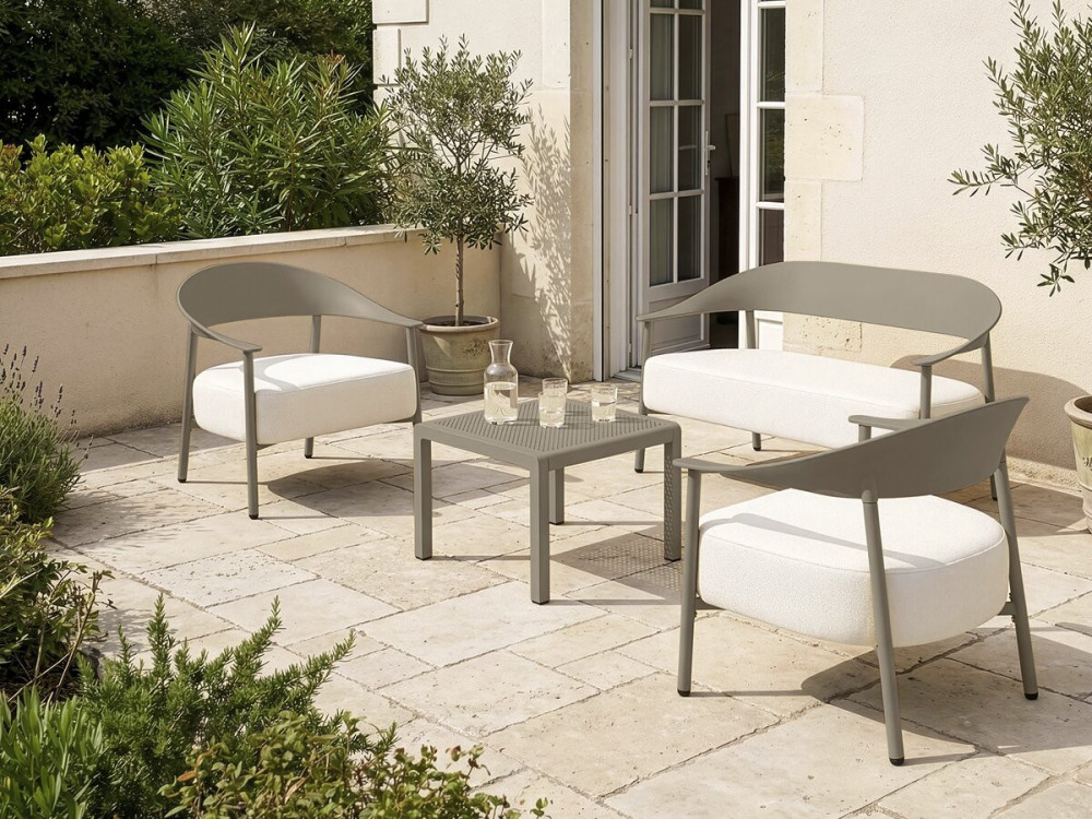 Salon de jardin en métal et plastique "Céora" - 4 places - Taupe