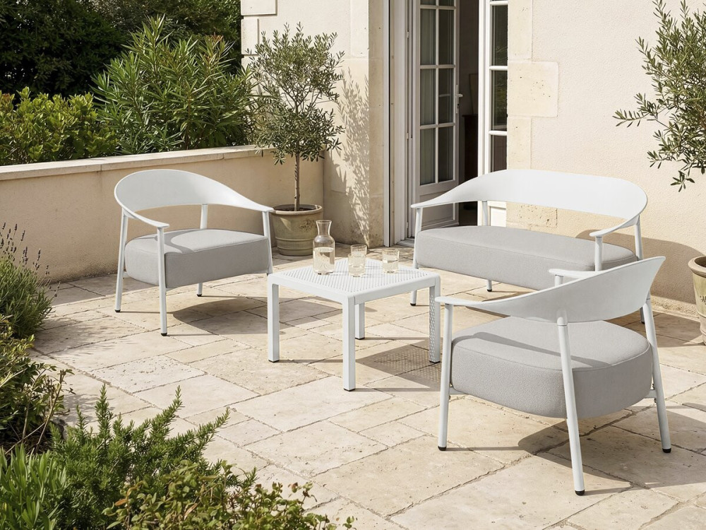 Salon de jardin en métal et plastique "Céora" - 4 places - Blanc