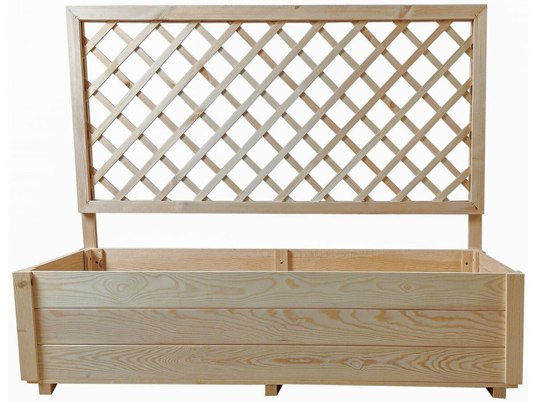 Jardinière en bois "Orpin" avec treillis - 98 x 34 x 104 cm