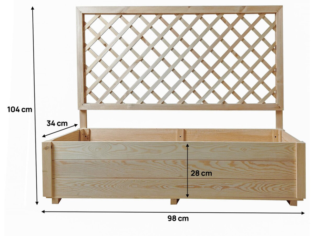 Jardinière en bois "Orpin" avec treillis - 98 x 34 x 104 cm