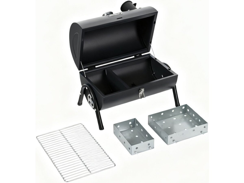 Barbecue charbon de bois portable "Captain" - 42 x 27 x 43 cm - Noir