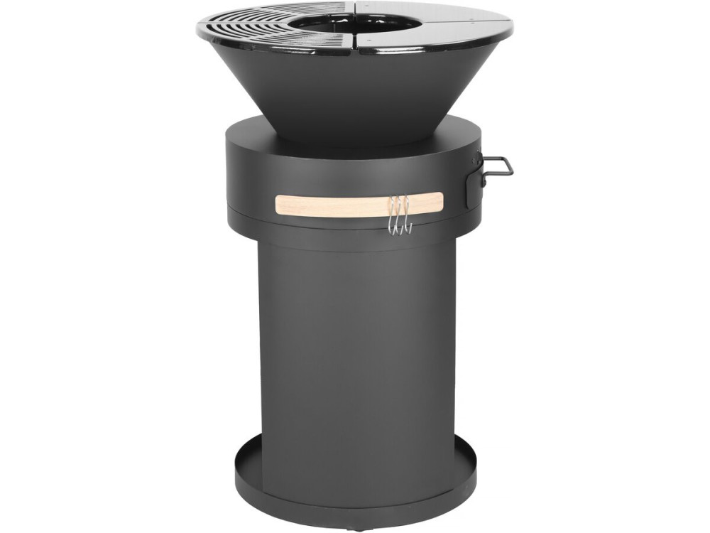 Barbecue plancha brasero a charbon et bois "Cesar" - 49 x 49 x 92 cm - Noir