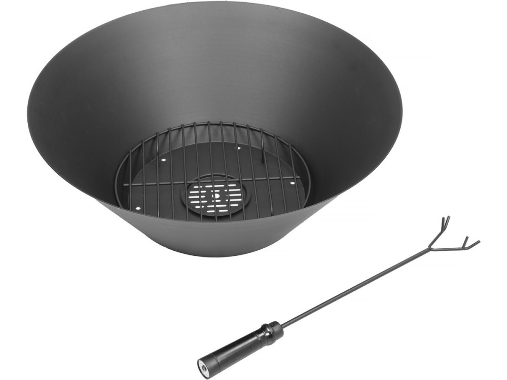 Barbecue plancha brasero a charbon et bois "Cesar" - 49 x 49 x 92 cm - Noir