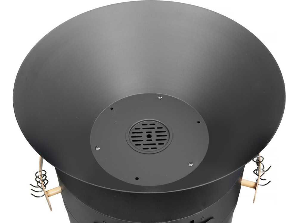Barbecue plancha brasero a charbon et bois "Cesar" - 49 x 49 x 92 cm - Noir