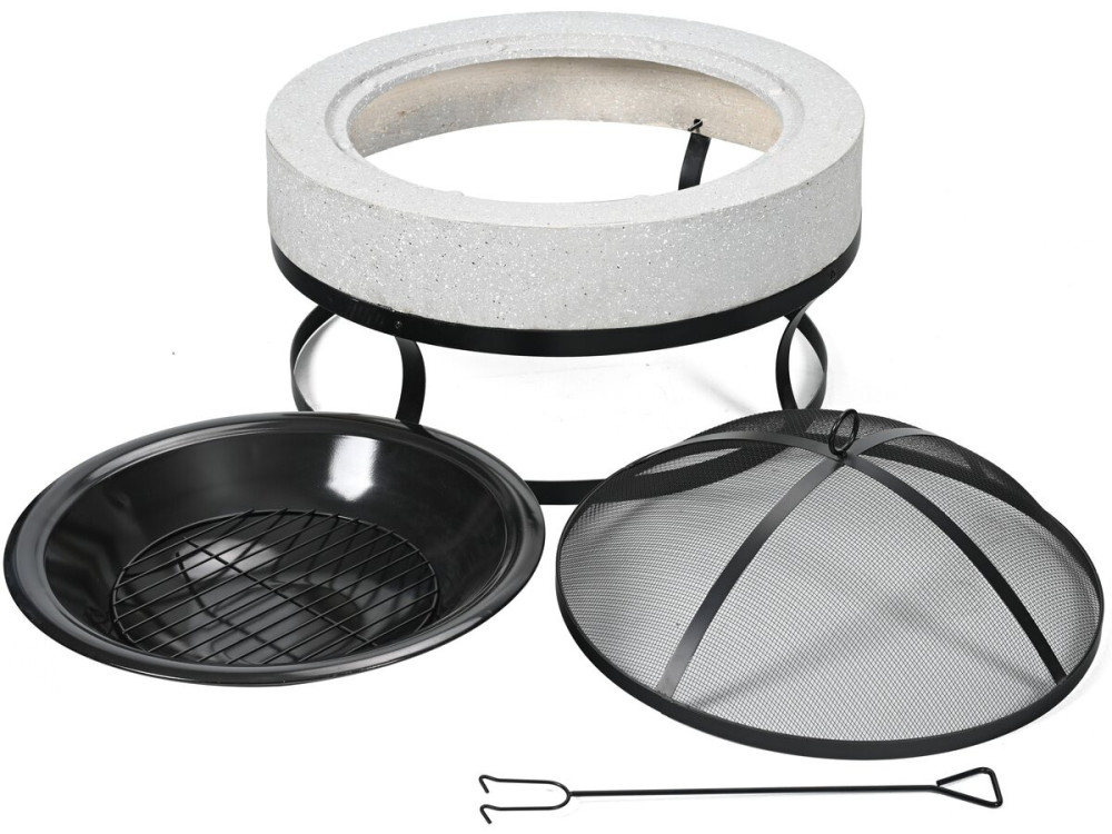Brasero en pierre "Torro" - 70 x 70 x 49 cm - Blanc