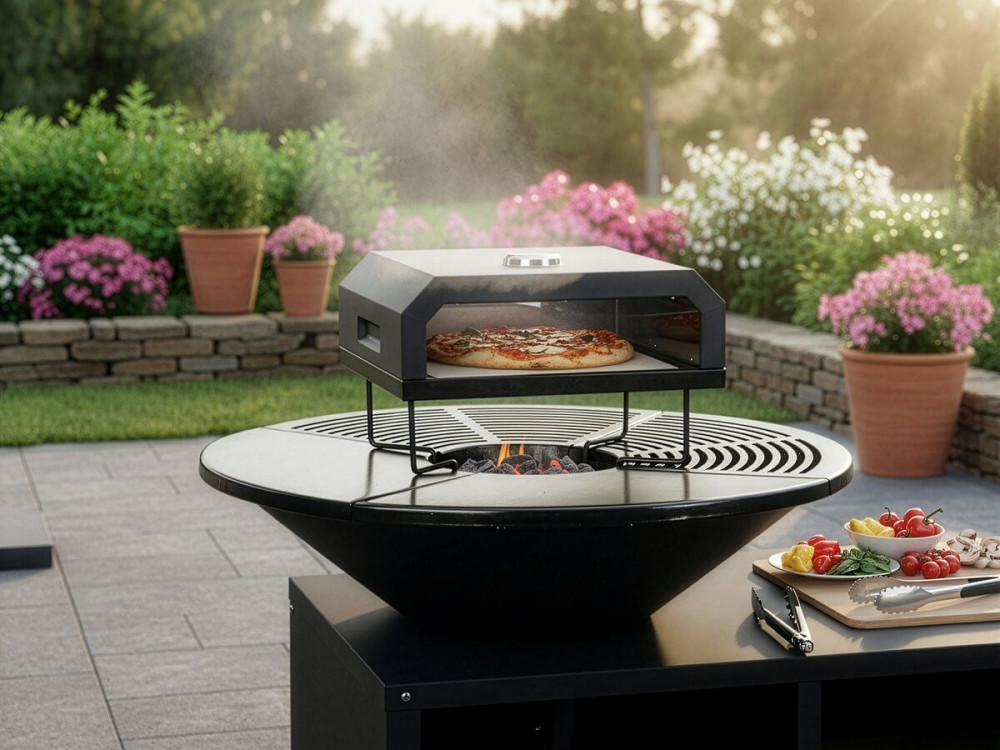 Four à pizza pour barbecue "Pizzello" - 40 x 35 x 28 cm - Noir