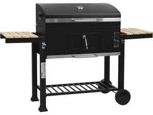 Barbecue charbon avec tablettes latérales et grilles réglables "Marquis" - Noir