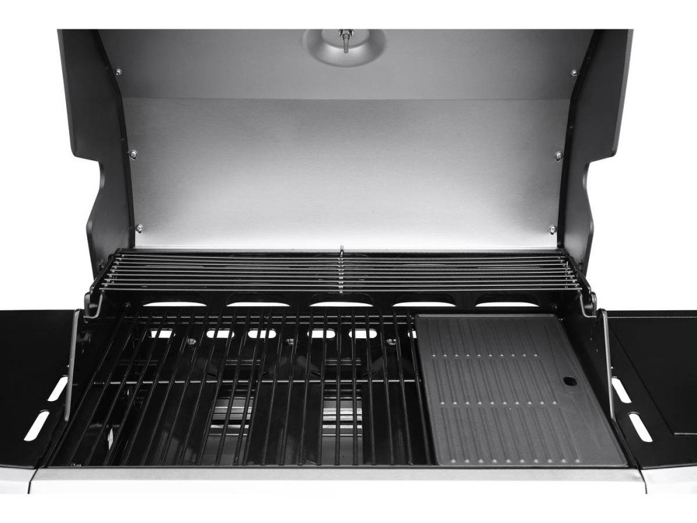 Barbecue gaz avec LED "Bingo 5" - 5 Brûleurs dont 1 latéral - 15.2kW + Housse protection - Argenté