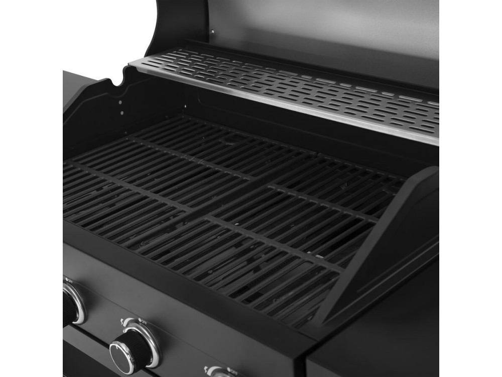 Barbecue à gaz cuisine d'extérieur - 12 kw - 4 brûleurs - Noir