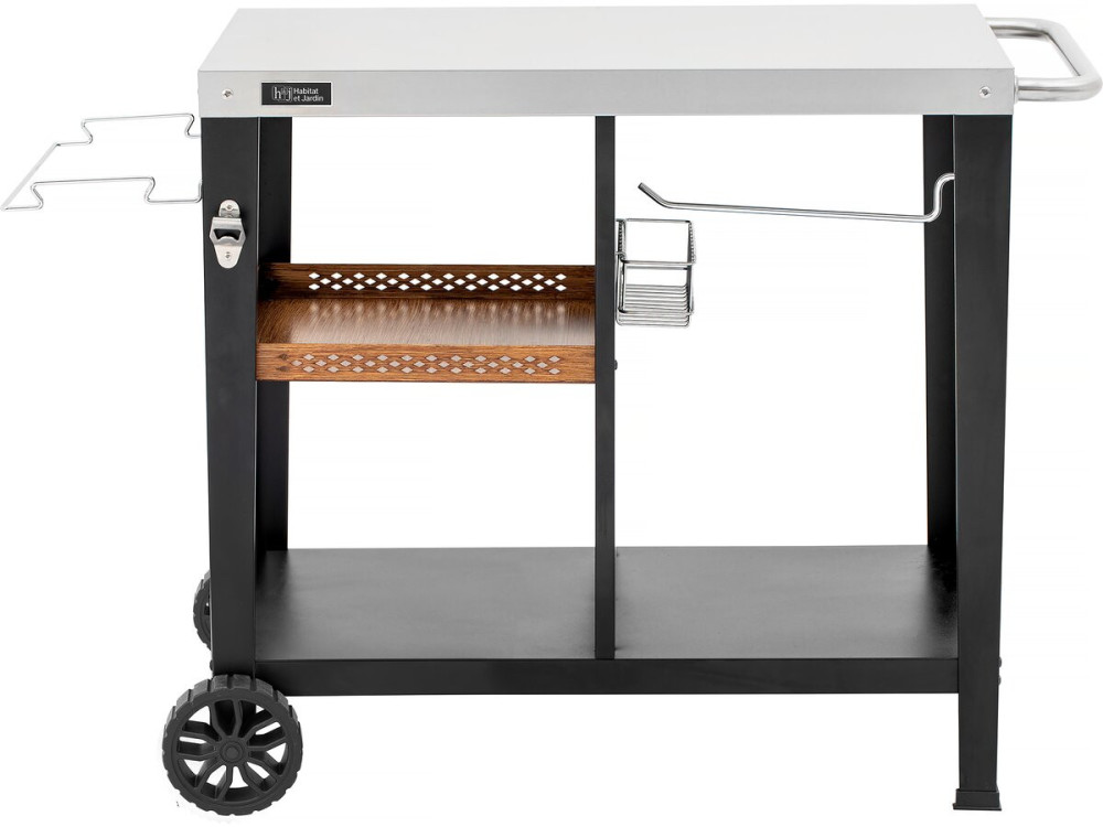 Desserte de barbecue en métal "Gelia" - 117 x 59 x 80 cm - Noir