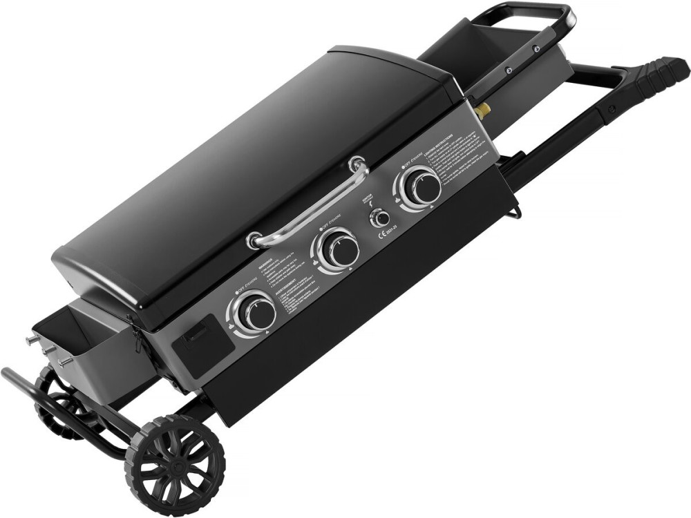 Plancha à gaz avec chariot pliable et portable "Firo" - 7,5 kw - Noir
