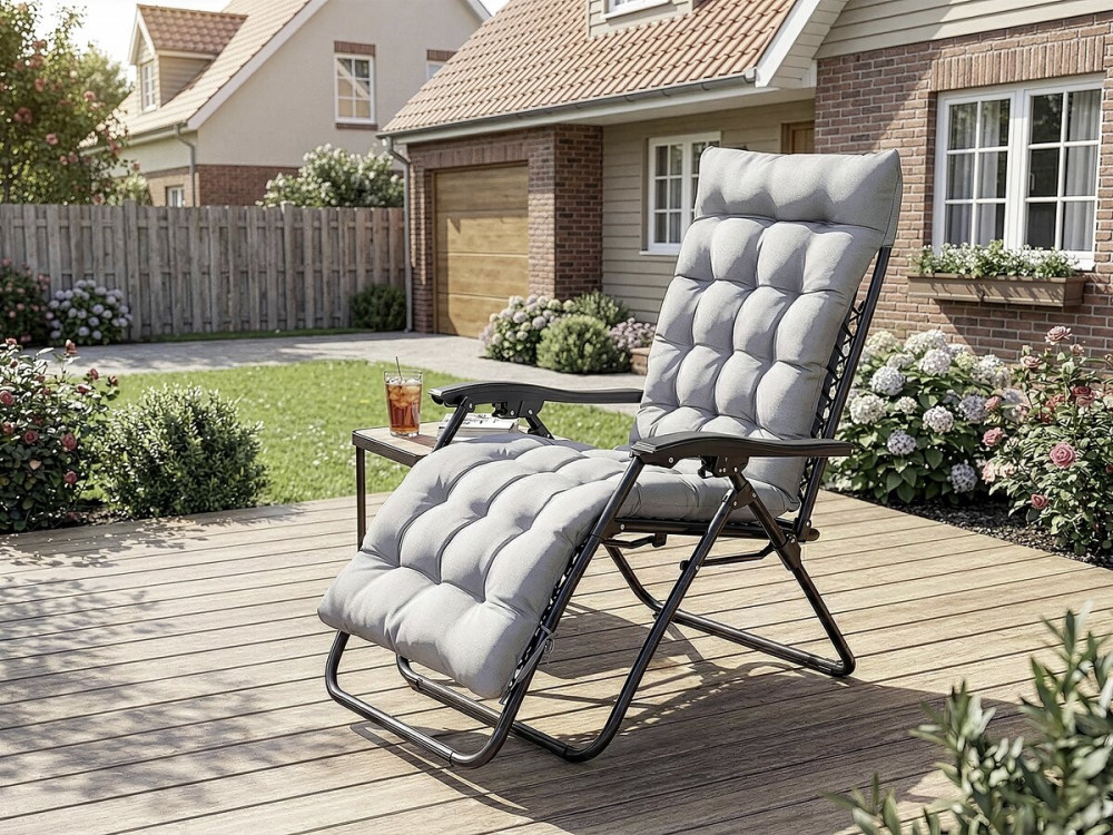 Coussin pour fauteuil de jardin en tissu "Romy" - 164 x 52 x 10 cm - Gris clair