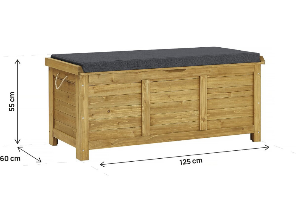 Coffre de jardin "Gana" en bois - 125 x 60 x 55 cm - Marron