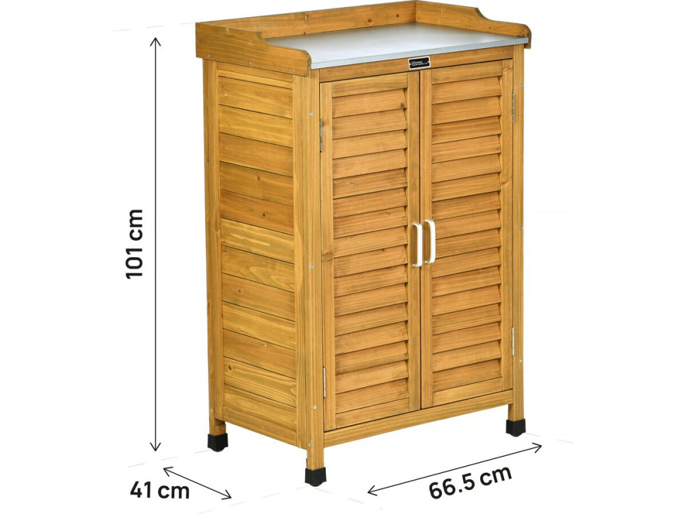 Armoire de jardin en bois avec roulettes "Alexia" - 66 x 41 x 101 cm - Marron