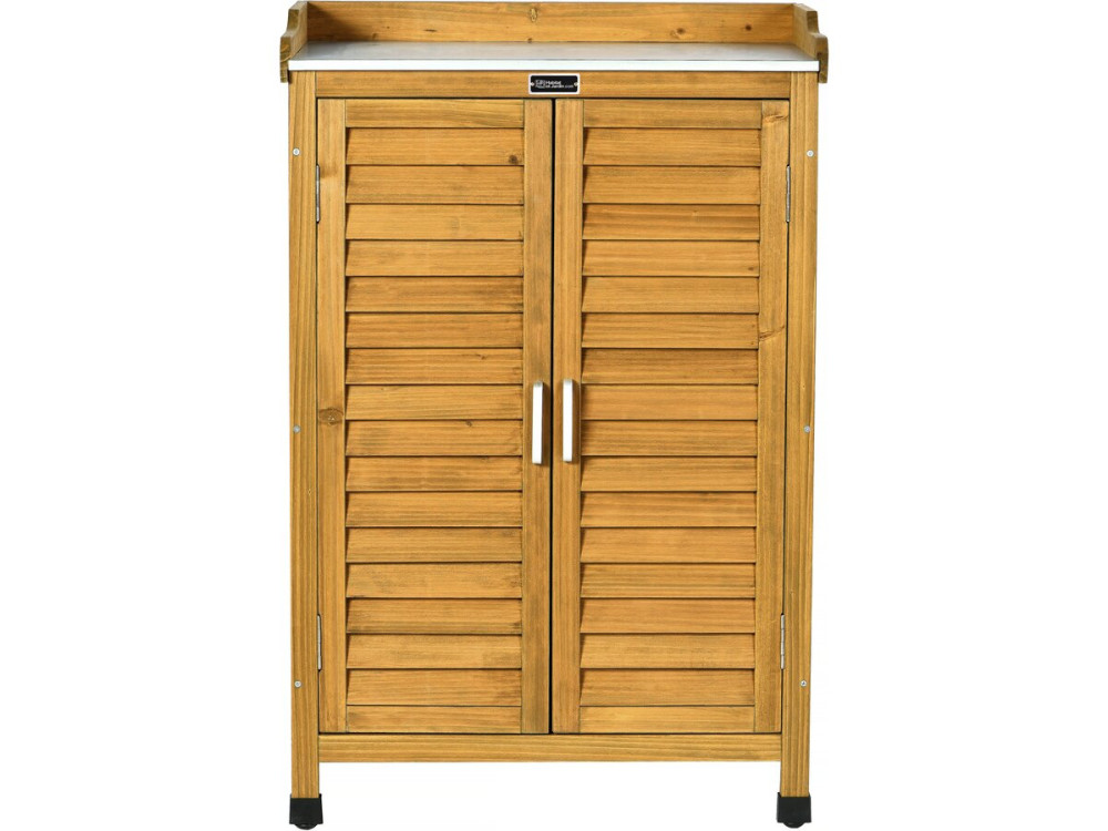 Armoire de jardin en bois avec roulettes "Alexia" - 66 x 41 x 101 cm - Marron