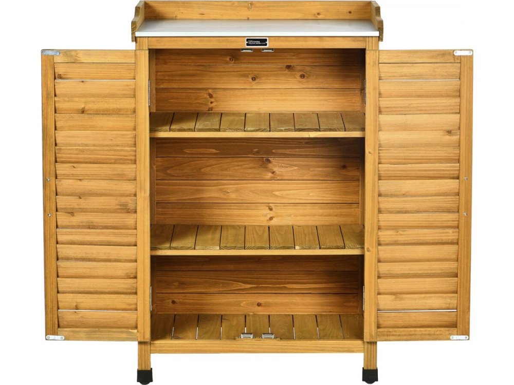 Armoire de jardin en bois avec roulettes "Alexia" - 66 x 41 x 101 cm - Marron