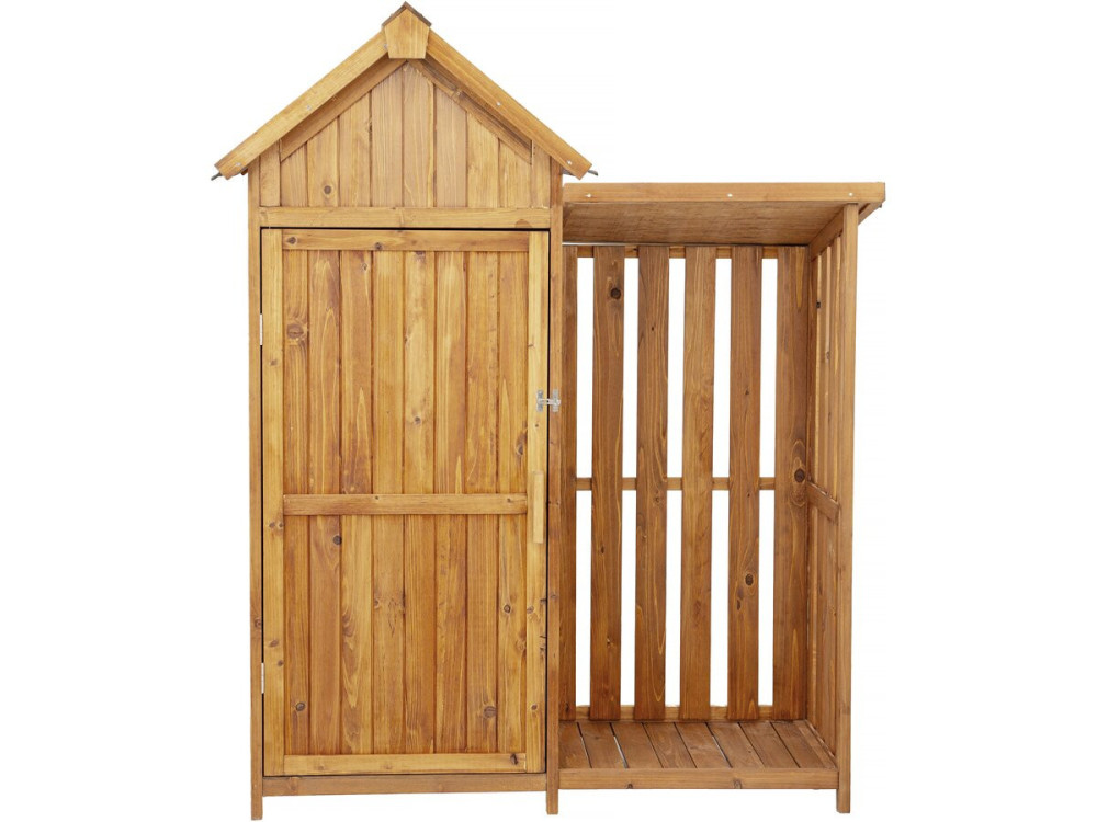 Armoire de jardin en bois avec range-bûches "Noé" - 136 x 57 x 170 cm - Marron