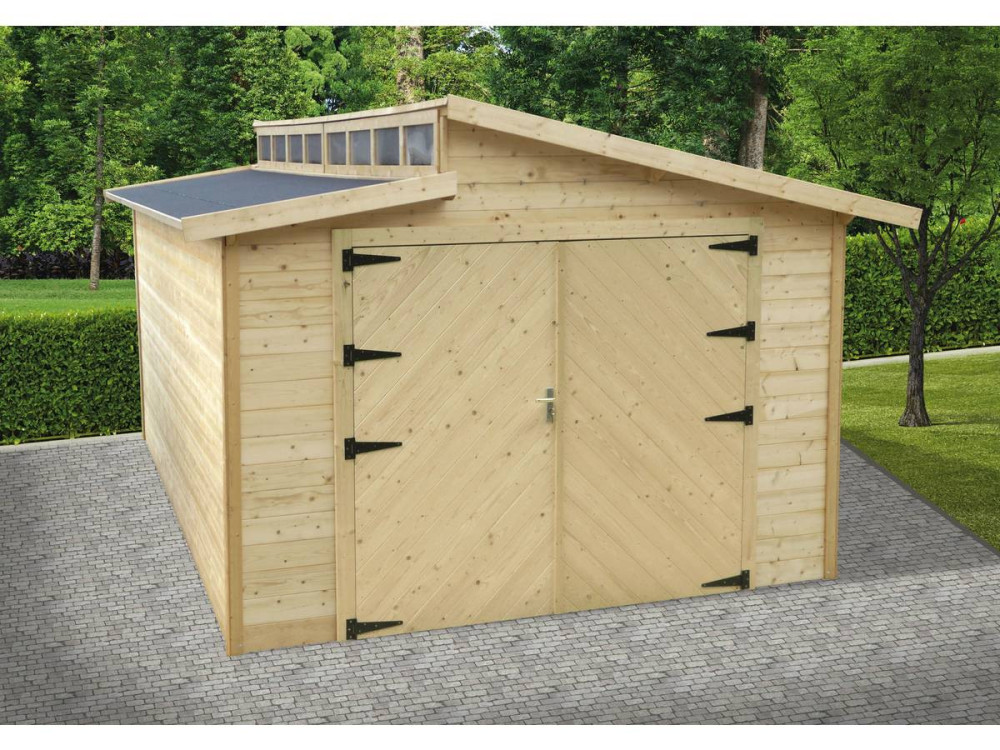 Garage bois "Torino" - 20.88 m2 - 3.64 x 5.74 x 2.92 m - 28 mm