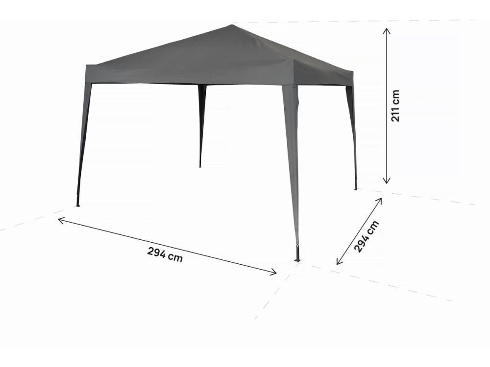 Tonnelle de jardin pliante "Svetlana 3" - 9 m² - 3 x 3 m - Gris