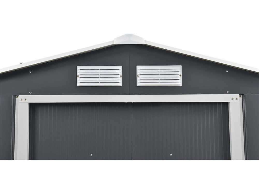 Abri de jardin métal - "Vegas"- 12.98 m² avec gouttière et récupérateur d'eau - "Vegas" - Gris
