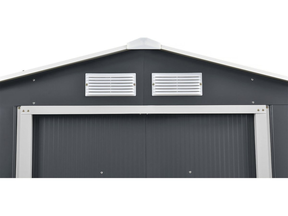 Abri de jardin métal - "Vegas" 12.98 m² avec gouttière - Gris