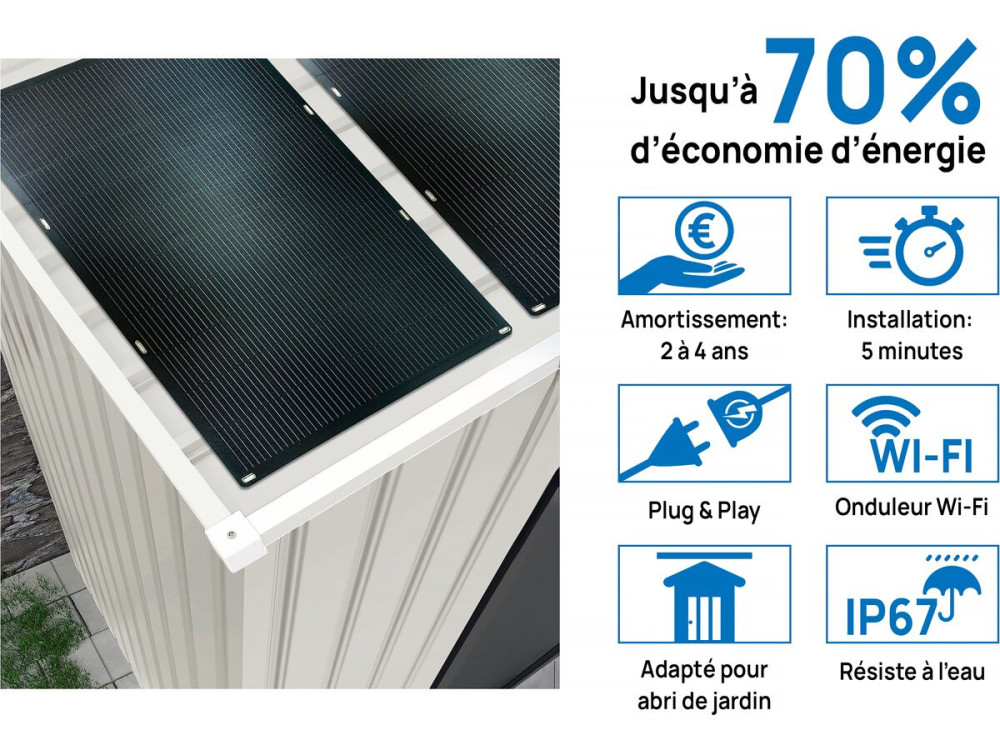 Abri de jardin métal "Nebraska" - 4,07m² avec panneaux solaires