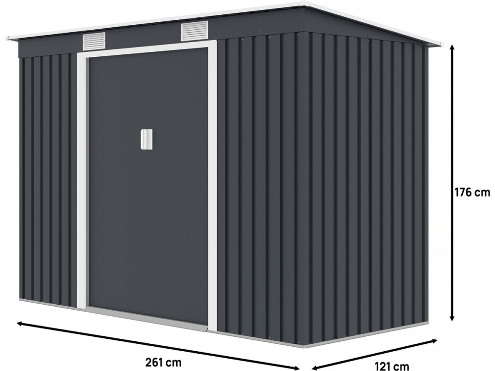 Abri de jardin métal monopente "Austin" - 3,14 m2 - Gris