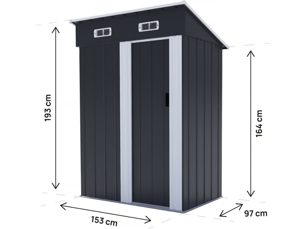 Abri de jardin métal porte coulissante "Memphis" - 1,36 m² - Gris