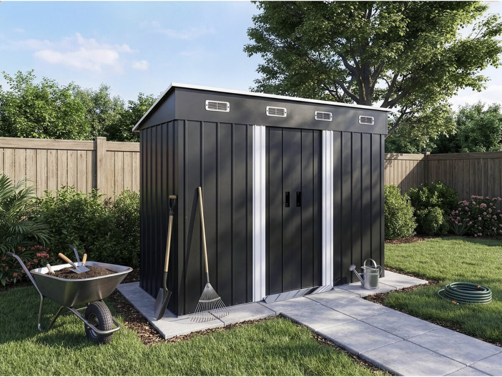 Abri de jardin métal monopente "Denver" - 3,32 m² - Gris
