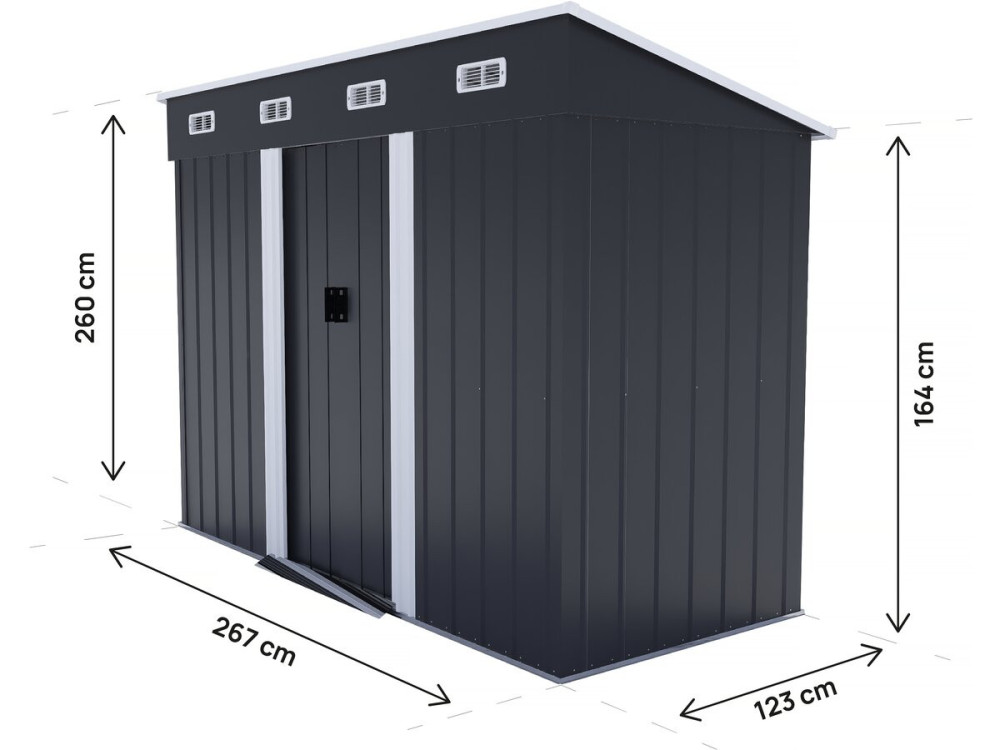 Abri de jardin métal monopente "Denver" - 3,32 m² - Gris