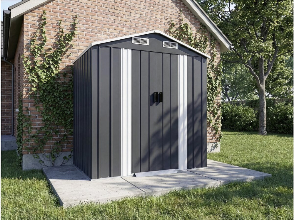 Abri de jardin en métal avec porte coulissante "Boston" - 2,17 m² - Gris