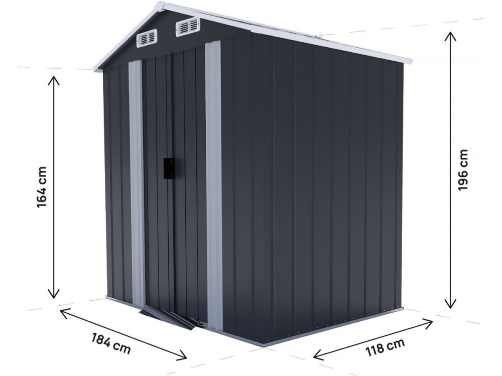 Abri de jardin en métal avec porte coulissante "Boston" - 2,17 m² - Gris