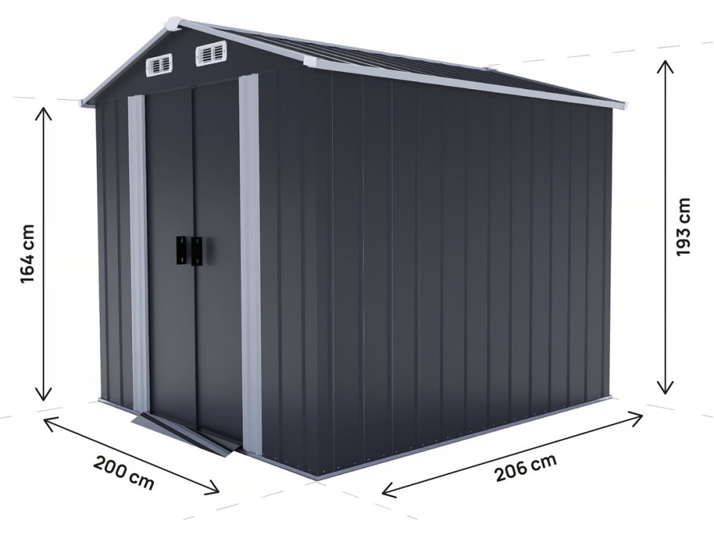 Abri de jardin métal avec portes coulissantes "Boston" - 4.12 m² - Gris