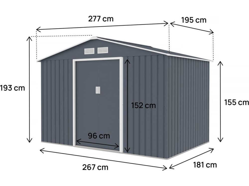 Abri de jardin métal "Vegas II" - 5,29 m2 - Gris