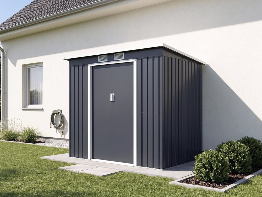 Abri de jardin en métal avec toit monopente métal "Orlando" - 2,81 m² - Gris