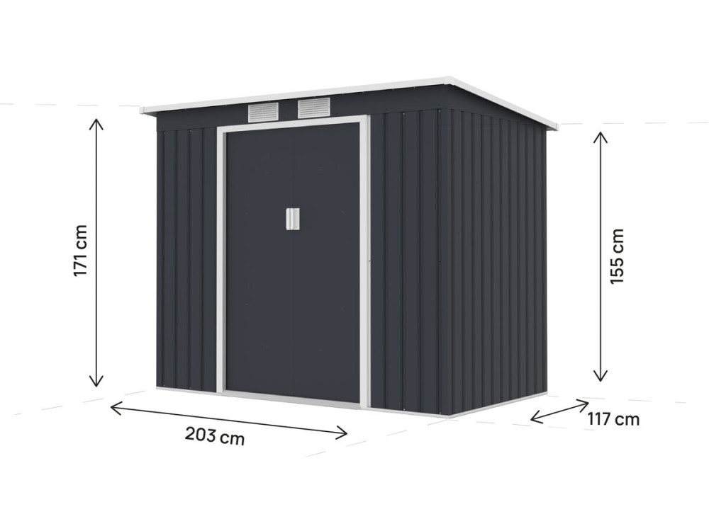 Abri de jardin en métal avec toit monopente métal "Orlando" - 2,81 m² - Gris