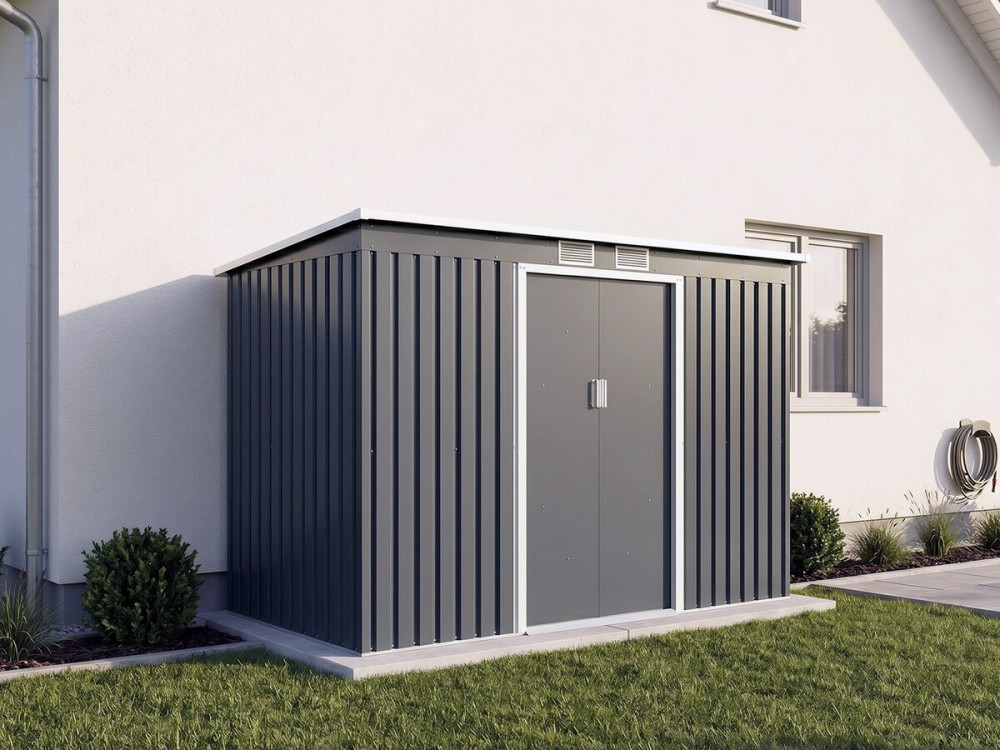 Abri de jardin en métal avec toit monopente "Orlando" - 3,64 m² - Gris