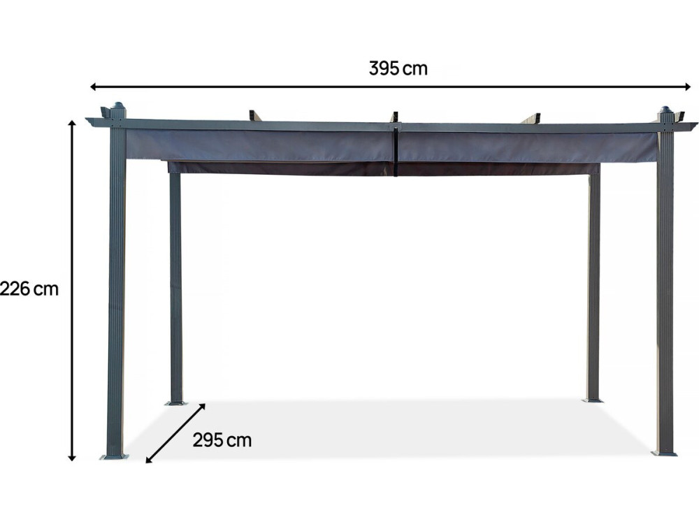 Pergola en aluminium avec toit rétractable - 3 x 4 m - Gris anthracite