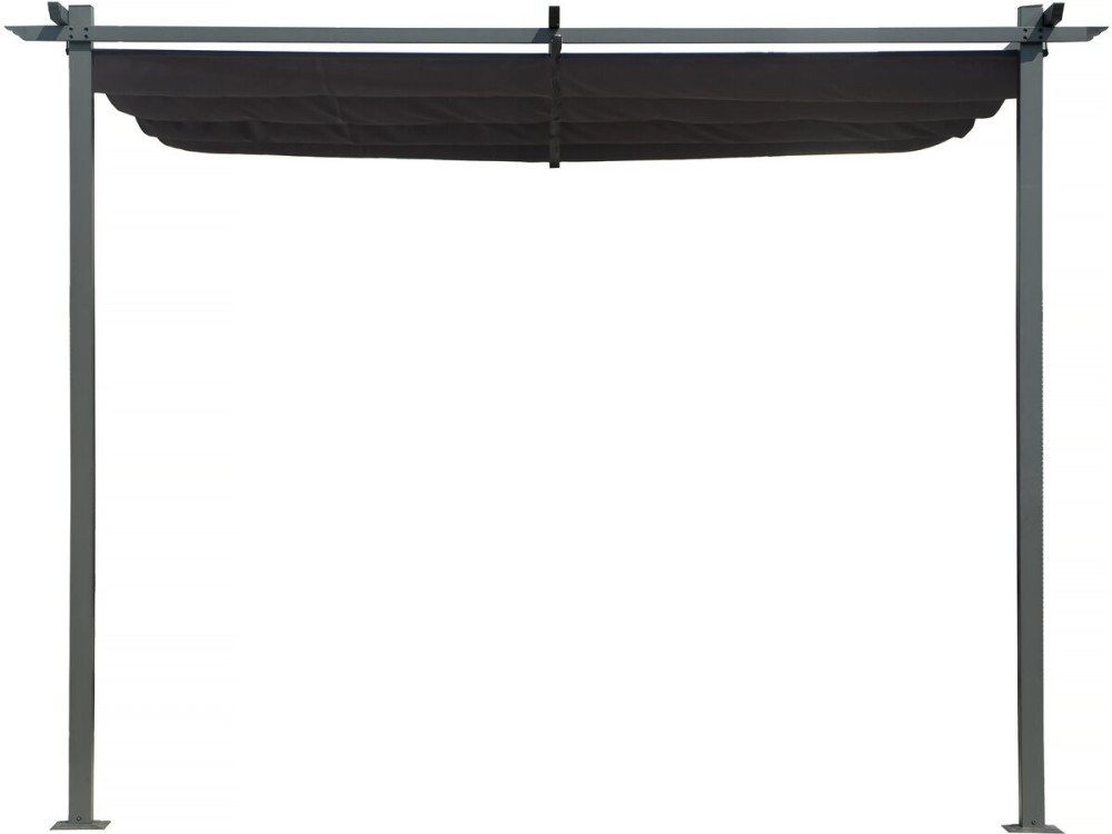 Pergola adossée avec toit rétractable - 3 x 3 m - Gris anthracite