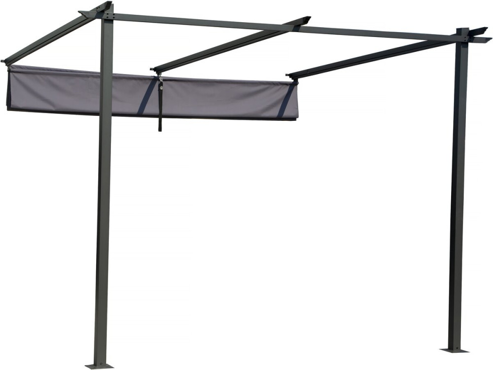 Pergola adossée avec toit rétractable - 3 x 3 m - Gris anthracite