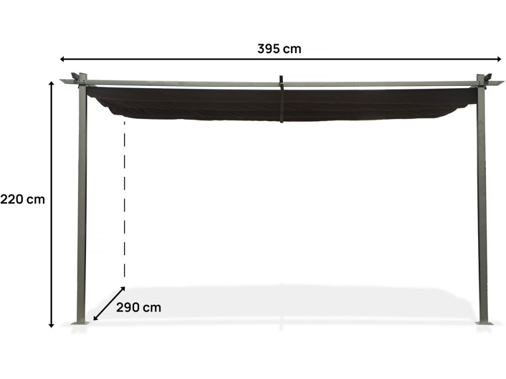 Pergola adossée en métal avec toit rétractable -  3 x 4 m - Gris anthracite