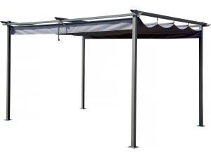 Pergola en métal avec toit rétractable - 3 x 4 m - Gris