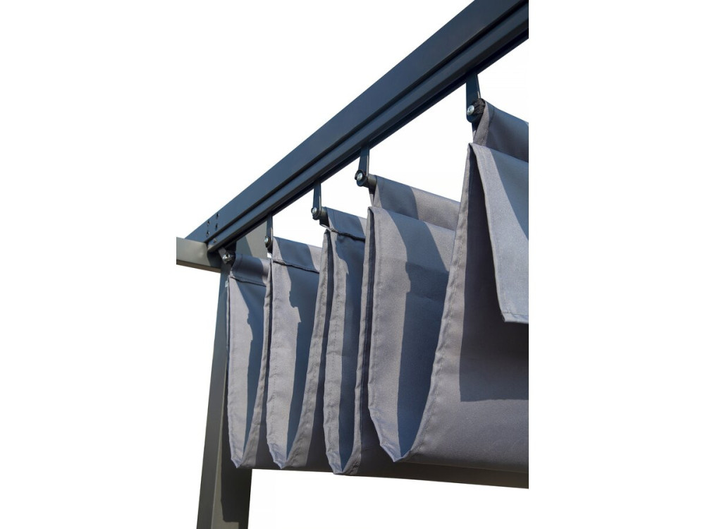 Pergola en métal avec toit rétractable - 3 x 4 m - Gris