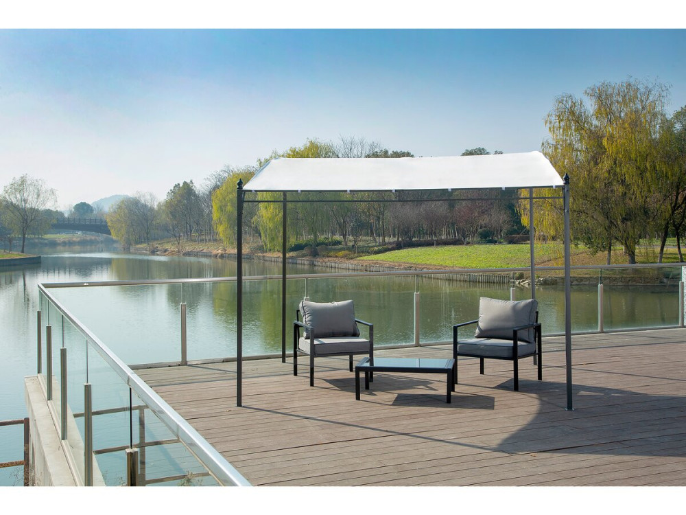Pergola inclinée en métal - 3 x 2,5 m - Beige